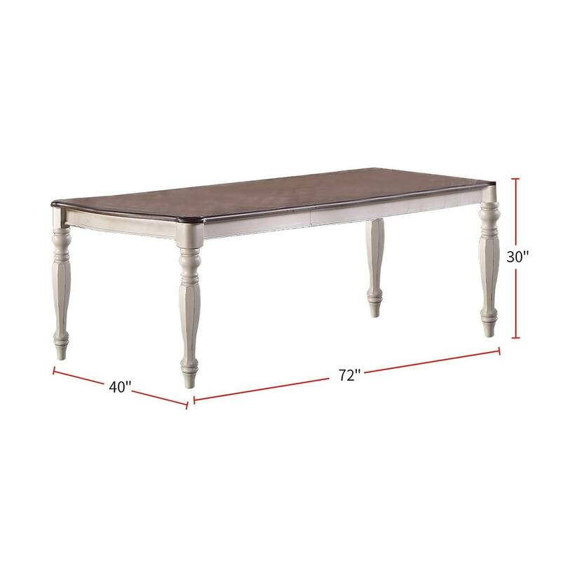 Transitional Style 1pc Dining Table w 2x Leaves Antique White Finish Oak Top Rectangle Table Kitchen Dining Room