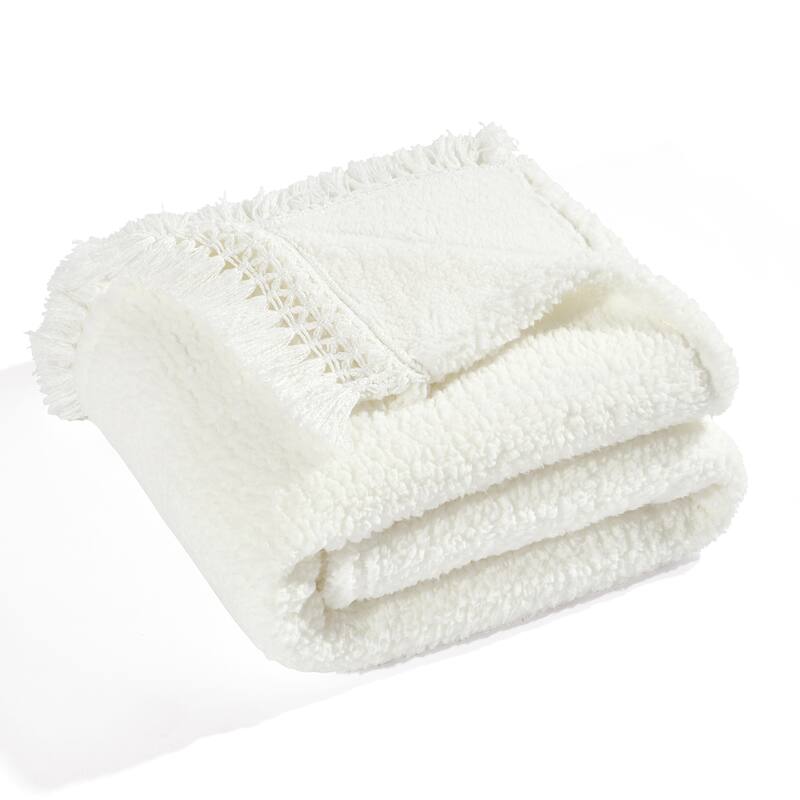 Lush Decor Sherpa Tassel Fringe Throw Blanket