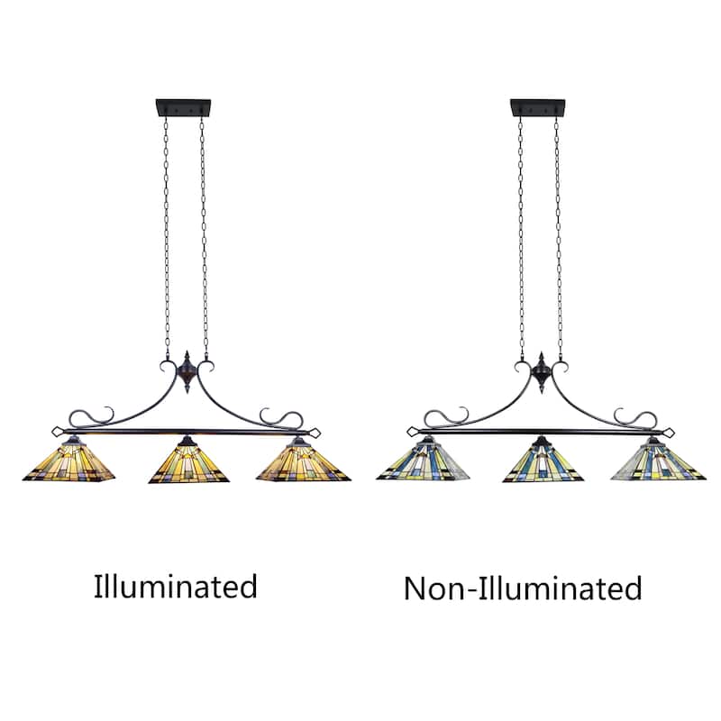 Tiffany Style 3-light Linear Island Fixture