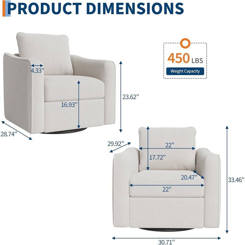 360° Swivel Upholstered Accent Sofa Chair for Living Room, Bedroom, Office, Nursery