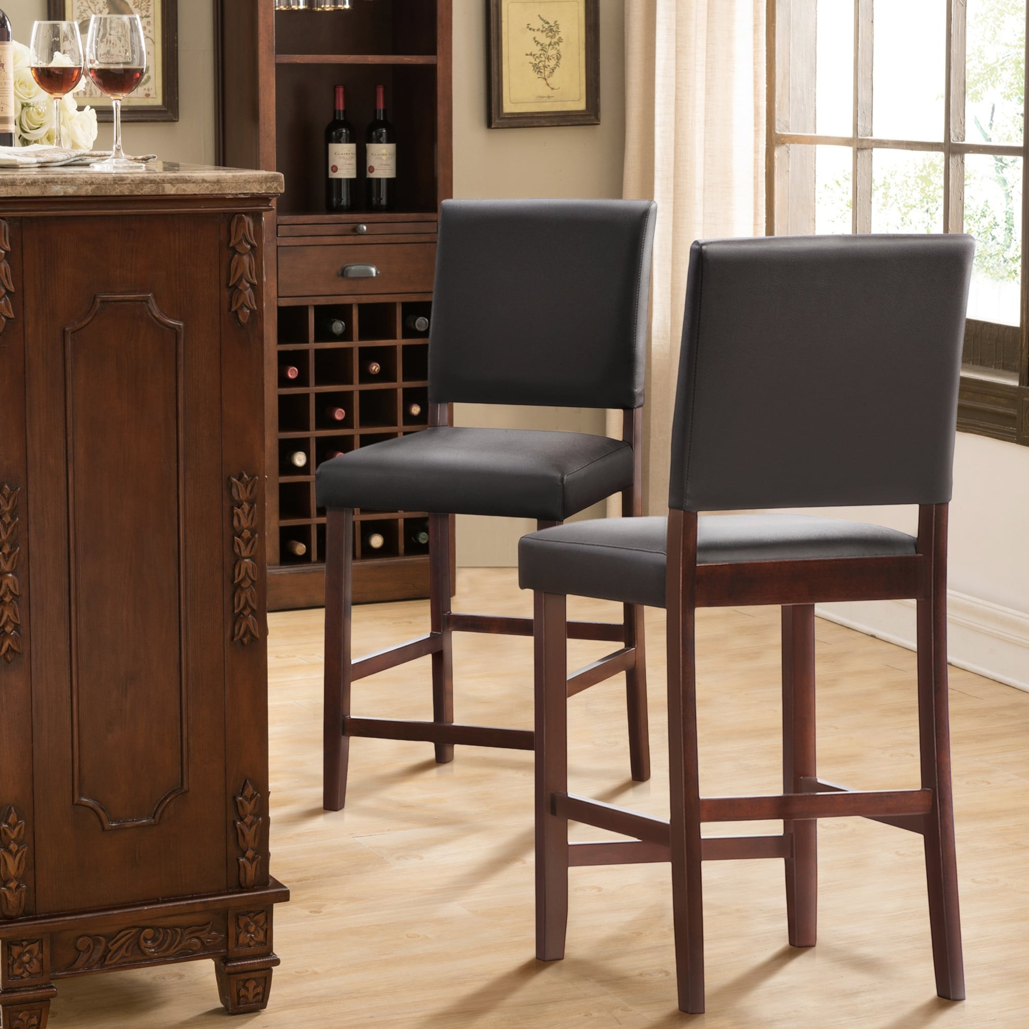 Leick Home Upholstered Counter Height Barstool Set of 2 On Sale