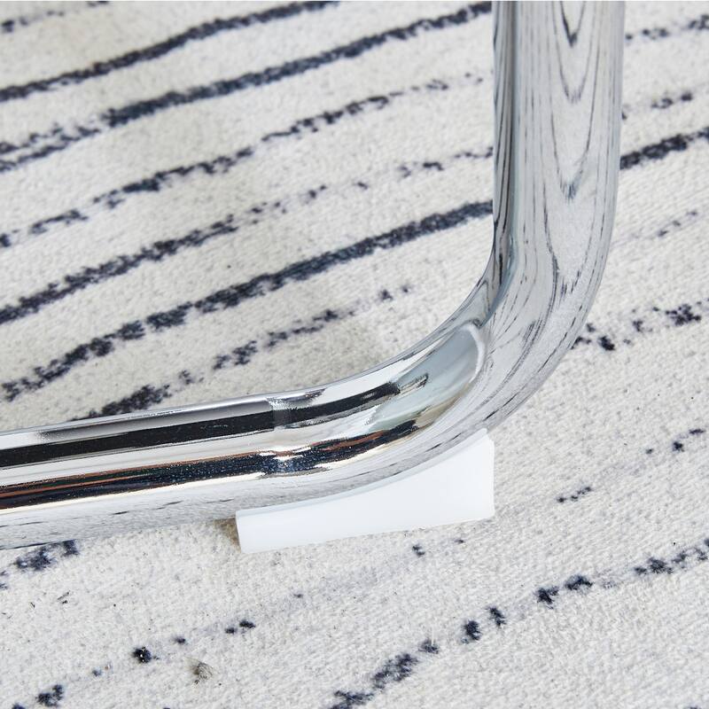 Modern 5-Piece Dining Set with Round Glass Top & 4 PU Upholstered Chairs