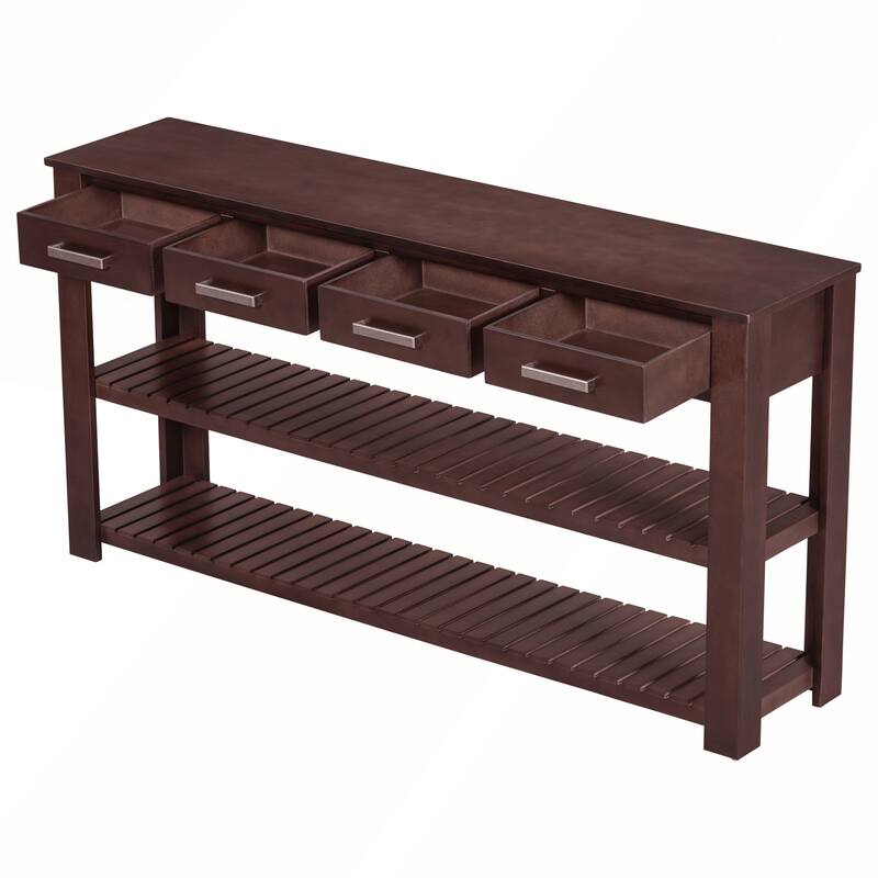 U_Style Stylish Entryway Console Table with 4 Drawers and 2 Shelves