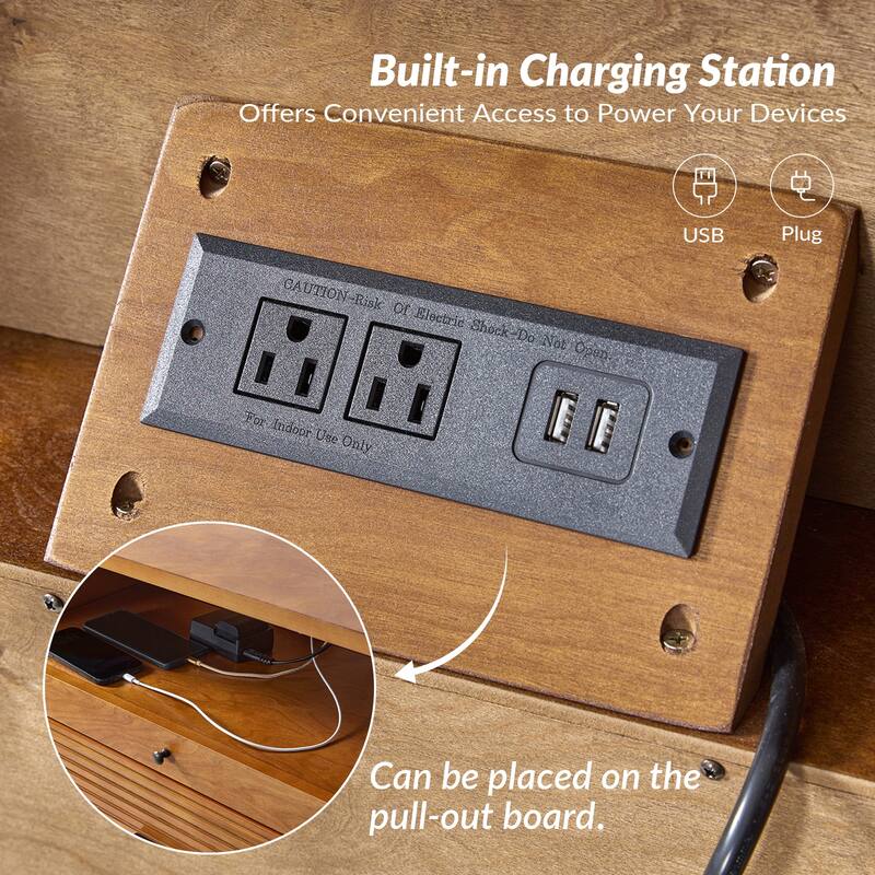 Lorenz Mid-century Modern End Table with Charge Station and LED Light by HULALA HOME