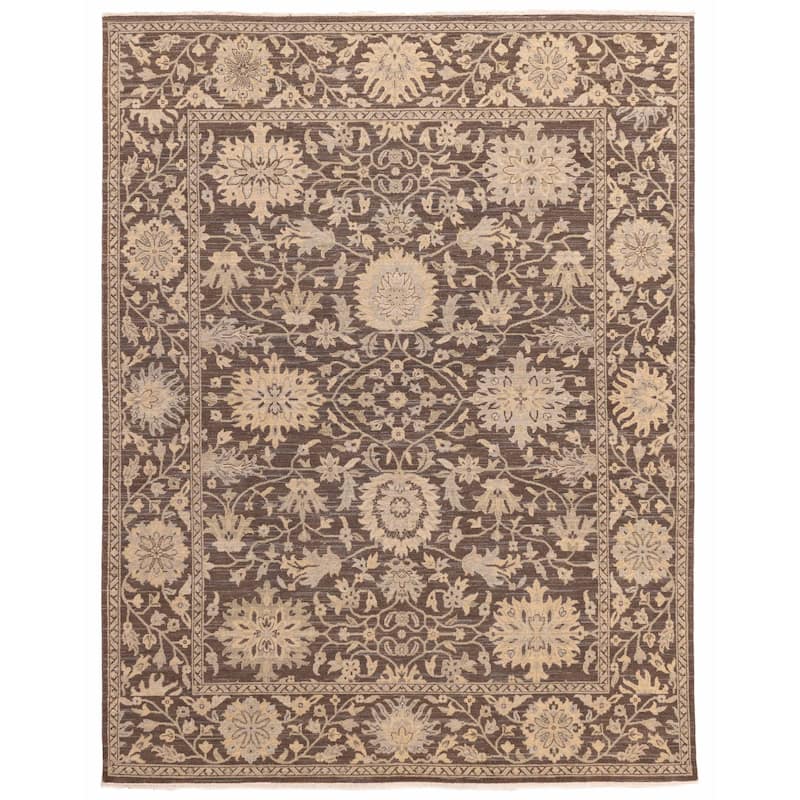 ECARPETGALLERY Hand-knotted Jamshidpour Dark Brown Wool Rug - 8'0 x 10'3