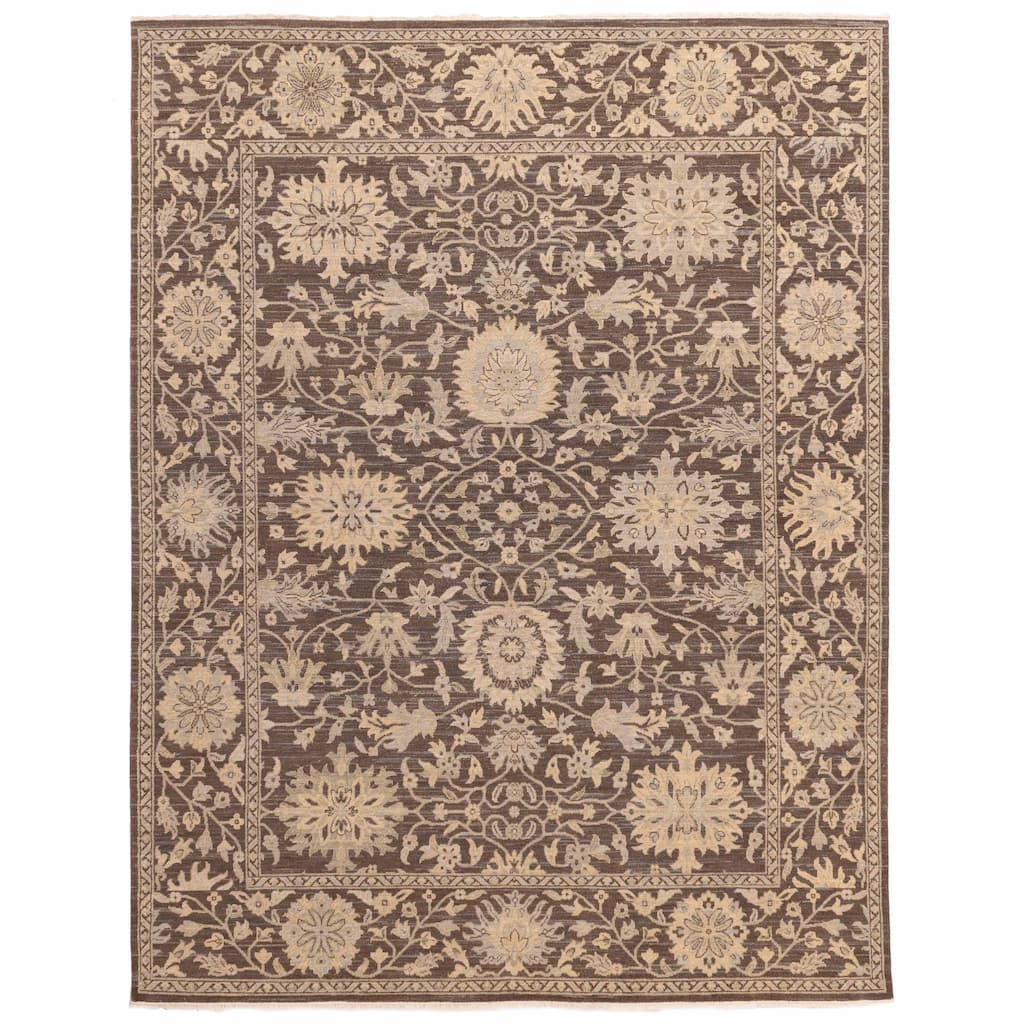 ECARPETGALLERY Hand-knotted Jamshidpour Dark Brown Wool Rug - 8'0 x 10'3
