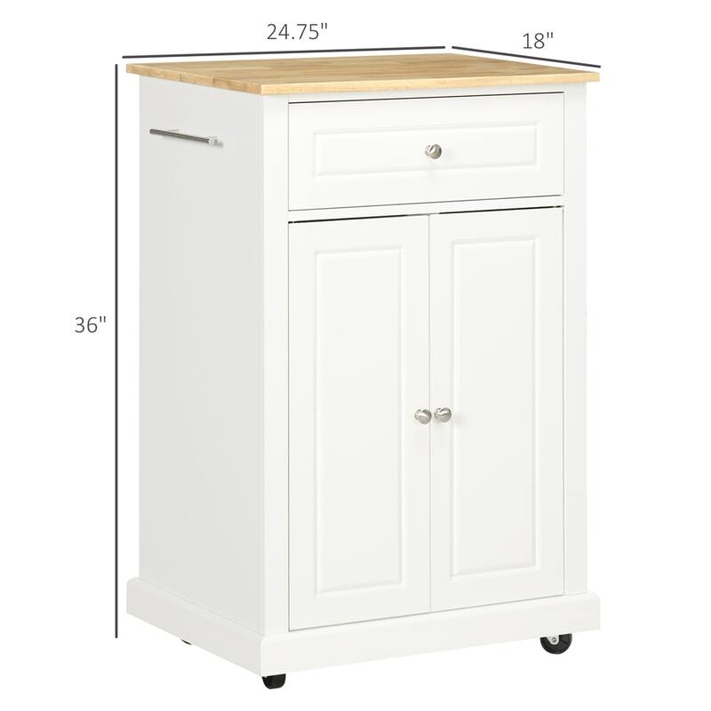 Rolling Kitchen Island Cart w/ Drawer, Adjustable Shelf &2 Towel Racks