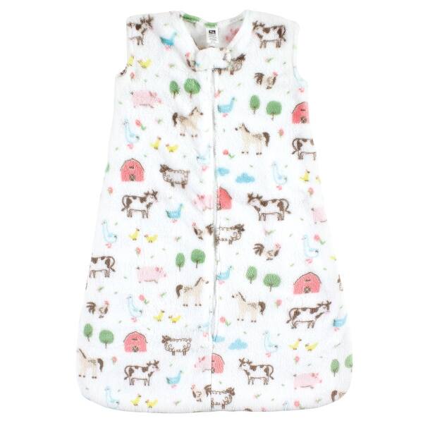 slide 1 of 1, Hudson Baby Infant Girl Plush Sleeping Bag, Sack, Blanket, Girl Farm Animals 0-6 Months - Girl Farm Animals