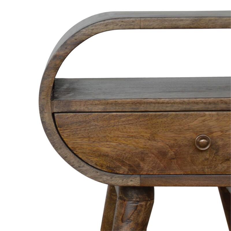 Artisan Furniture Solid Wood Grey Washed Circular nightstand