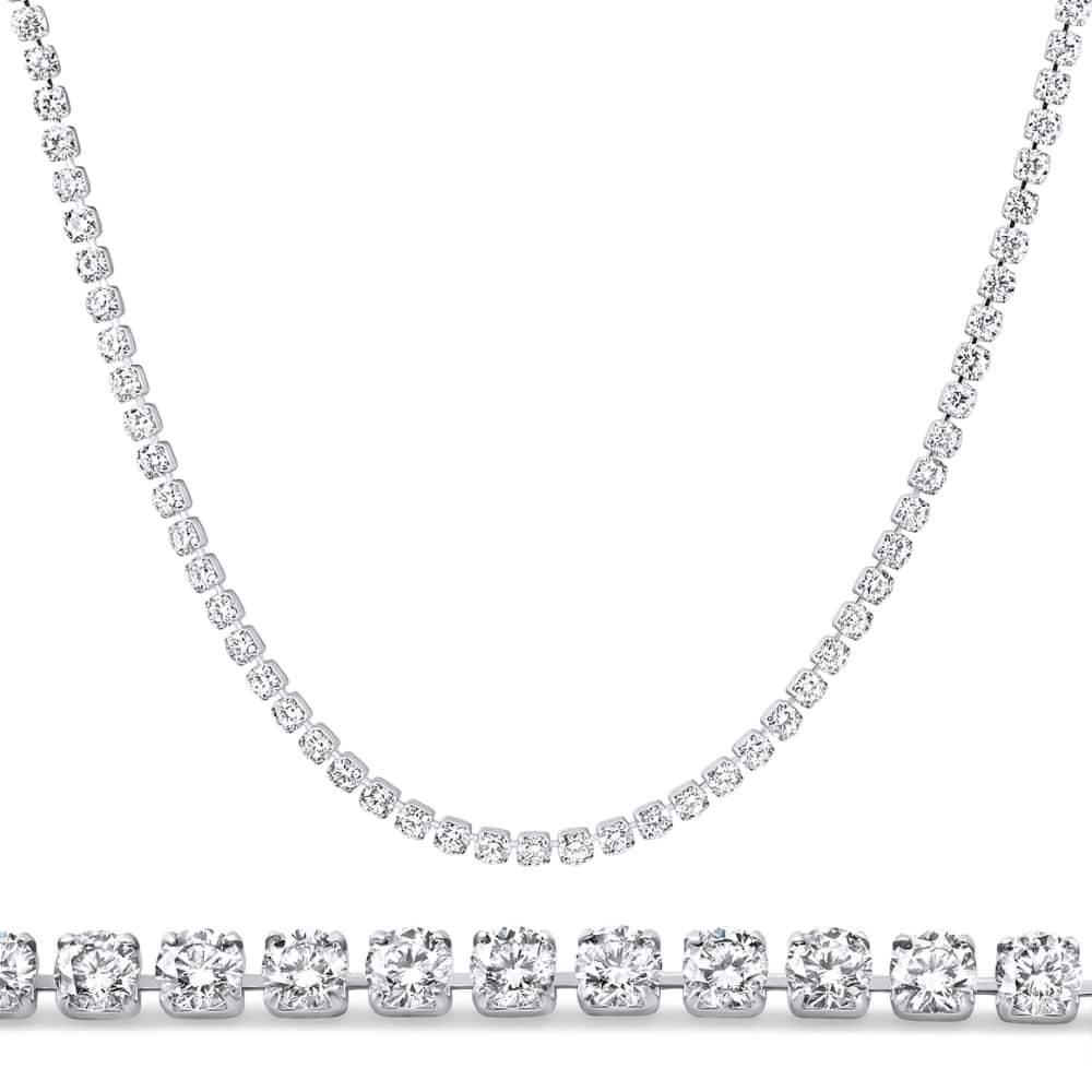 Bliss Diamond Platinum 15 3/4Ct Diamond Tennis Necklace Lab Grown 17"