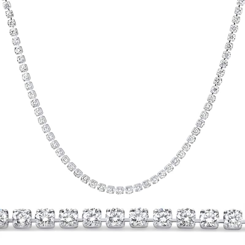 Bliss Diamond Platinum 8 3/4Ct Diamond Tennis Necklace Lab Grown 17"