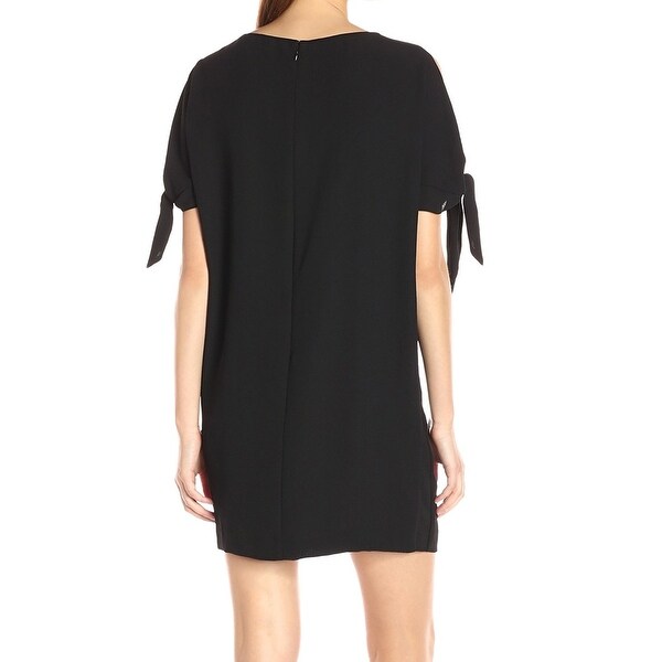 black shoulder tie dress