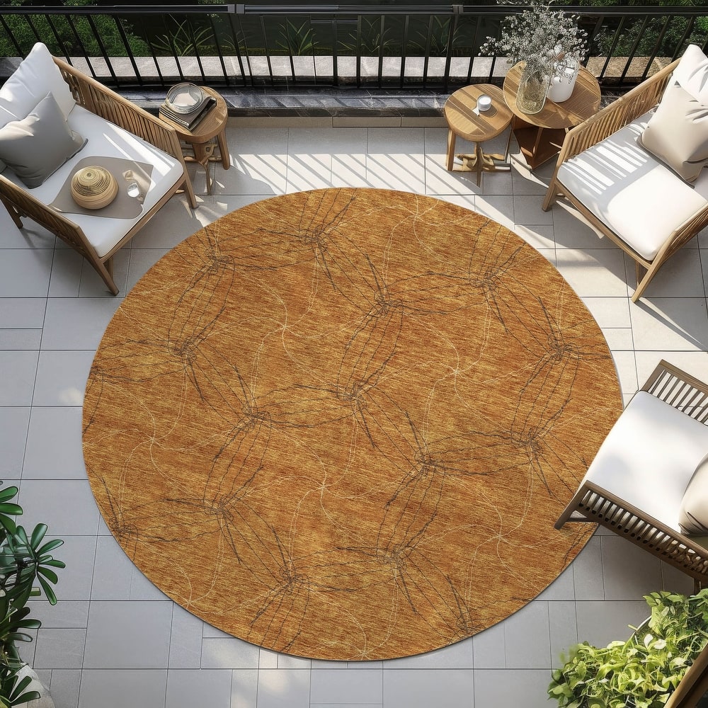 Machine Washable Indoor/ Outdoor Abstract Contemporary Chantille Rug