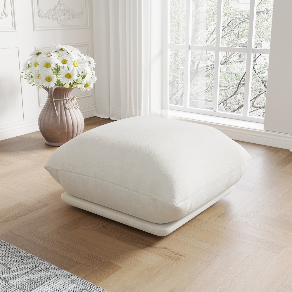 Mid-Century Modern Modular Soft Chenille Ottoman Footrest, Modern Square Ottoman Seat