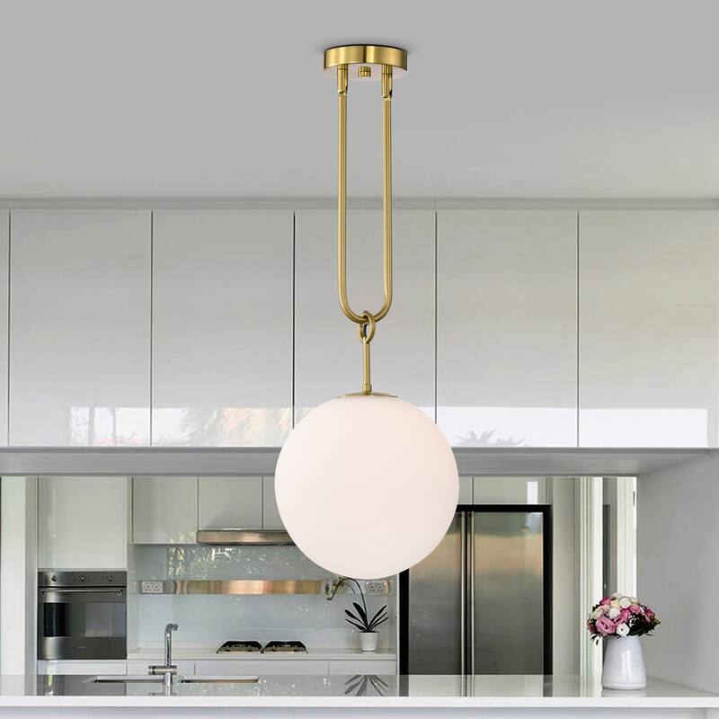 Moeder 1-Light Frosted Globe Pendant Ceiling Light with Metal Downrod