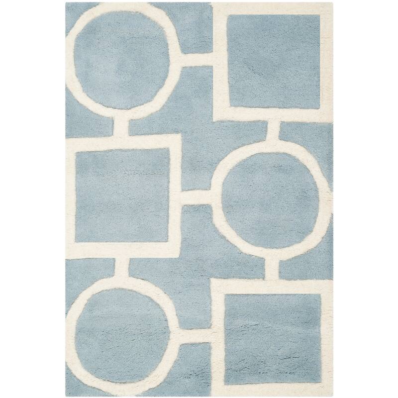 SAFAVIEH Handmade Chatham Alkinoi Modern Moroccan Wool Rug - 2' x 3' - Blue/Ivory