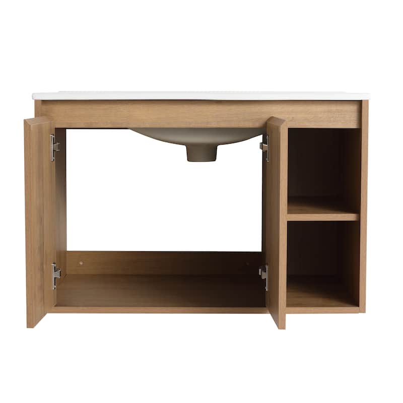 BNK 20"/24"/30" Single Sink Bathroom Vanity with Soft Close Door or Right Side Shelves, Modern Floating Vanity