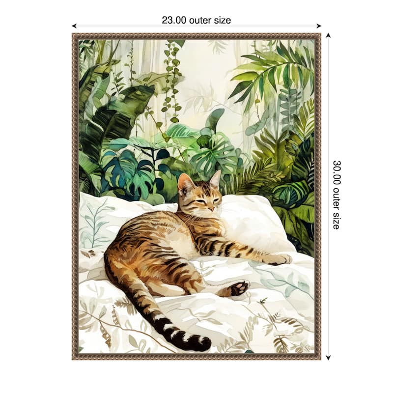 Cats Life Sleepy Time by Justyna Jaszke Framed Canvas Wall Art - 23 x 30 in
