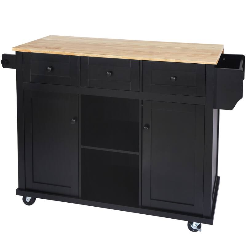Aill MDF Kitchen Island with Storage Cabinet and 3 Drawers(53-in x30-in x37-in)