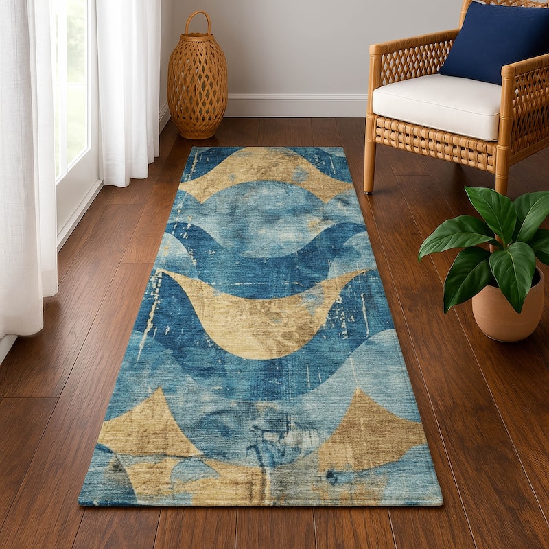 Premium Washable Super Soft Contemporary Mayfield Rug - Teal - 2'3" x 7'6"