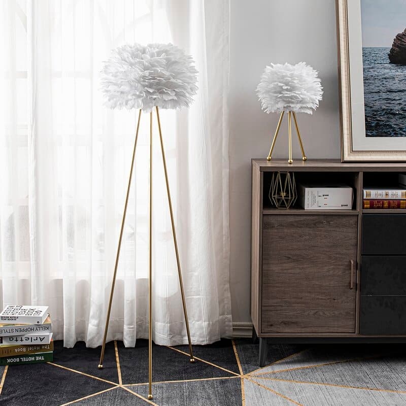 Maxax 60" Tripod Feather Shade Floor Lamp - N/A