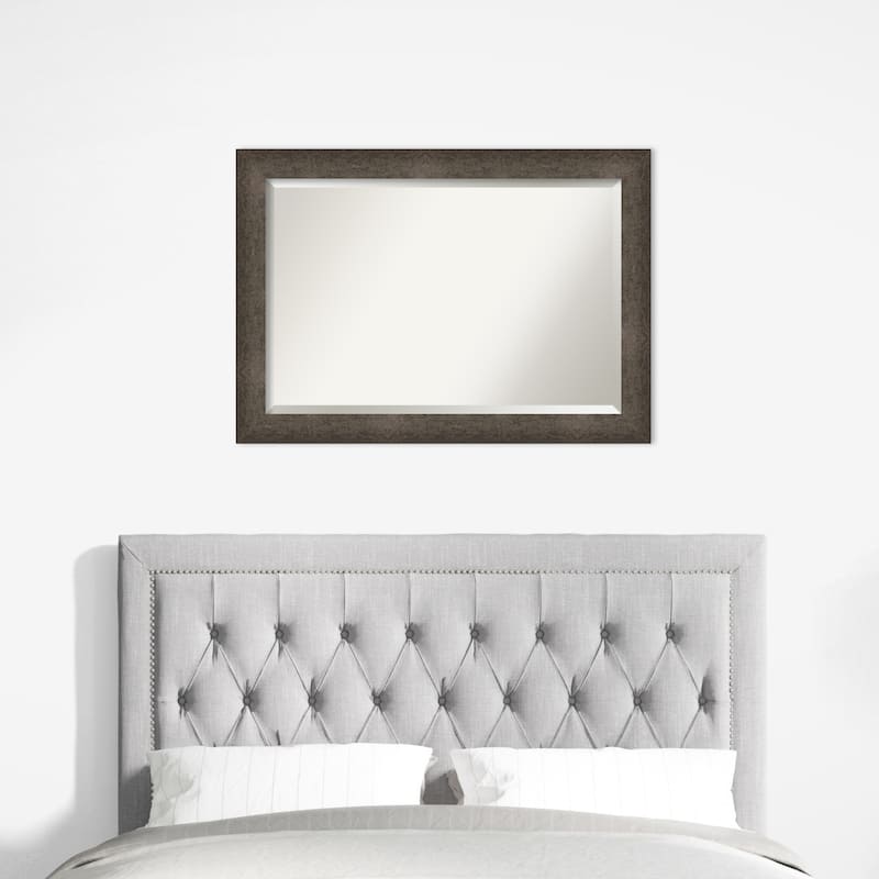 Dappled Beveled Wood Framed Wall Mirror