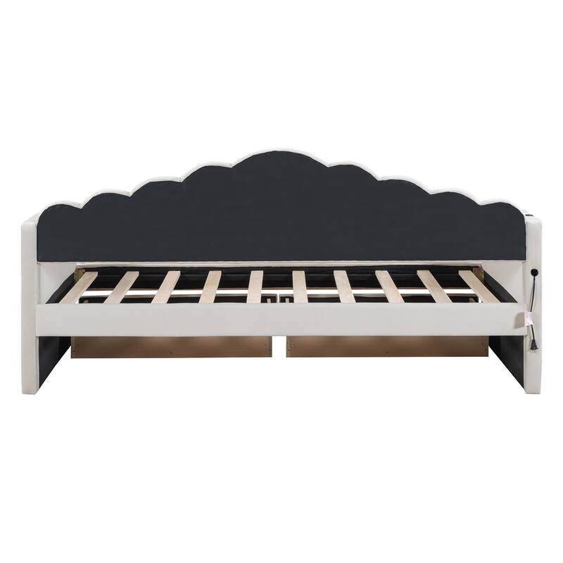 Twin size Upholstered Daybed with 2 Drawers ,Velvet Sofabed