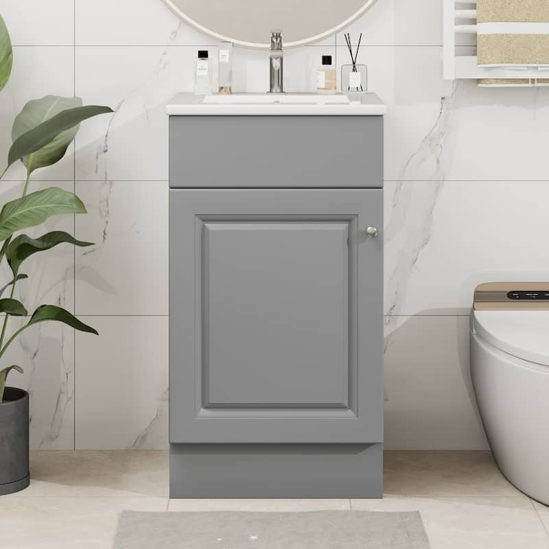 Christopher Knight Home - Ethan 18" Bathroom MDF Vanity with Sink and Storage Cabinet - Grey
