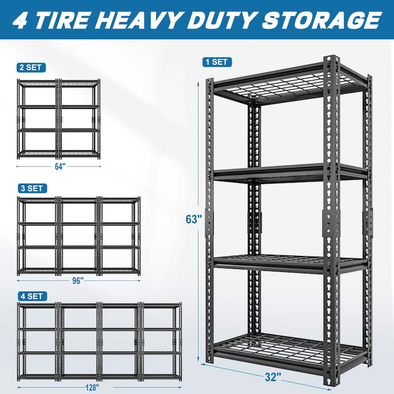 DoCred Adjustable 4-Tier Garage Shelving, Heavy Duty Storage Shelves