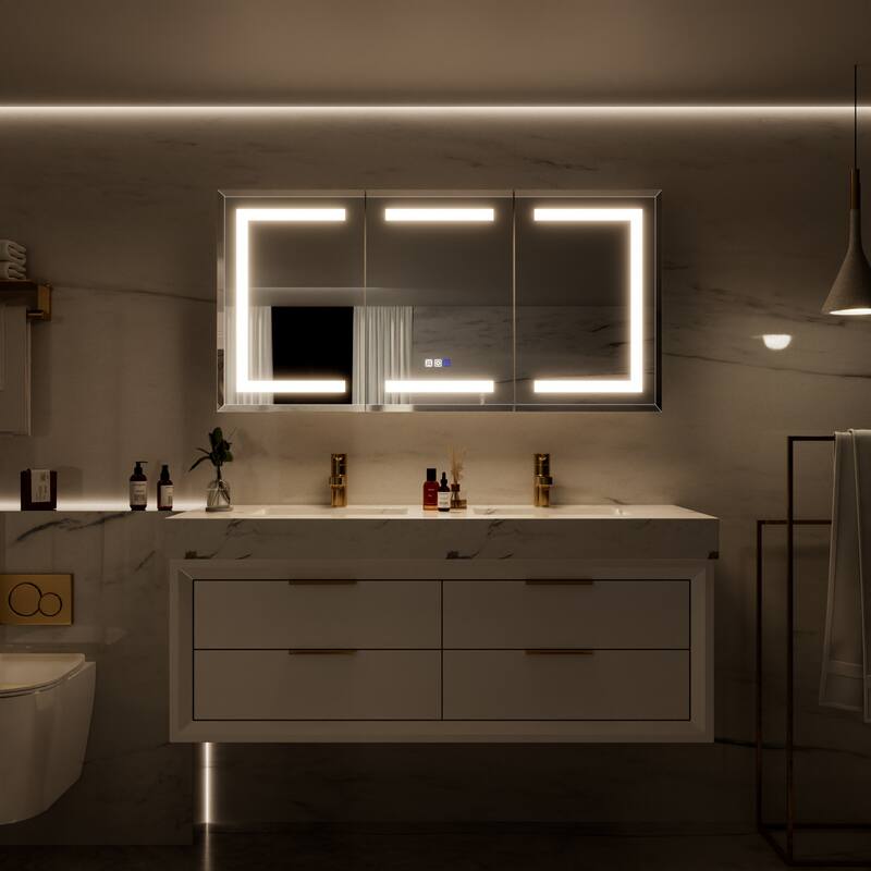 30-48'' W x 24'' H Surface or Recessed LED Bathroom Medicine Cabinet With Mirror,Defog & Quiet Hinges