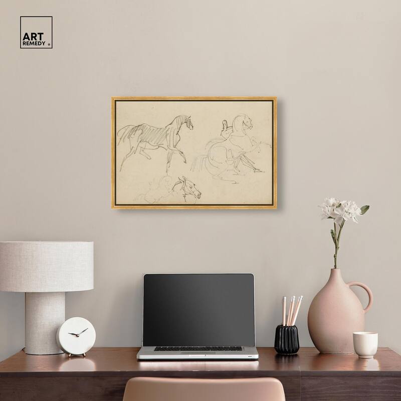 Gericault - Three horse studies Canvas by Art Remedy