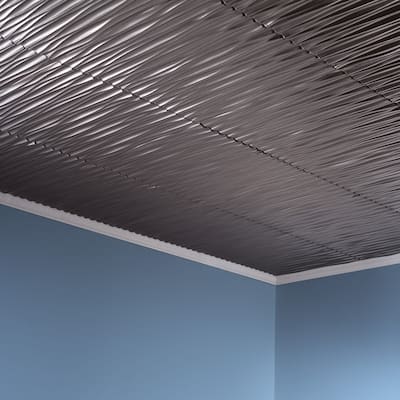 FASÄDE Dunes Vertical Decorative Vinyl 2ft x 2ft Glue Up Ceiling Panel in Brushed Nickel (5 Pack)