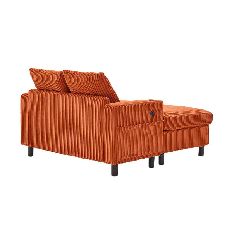 GDFStudio - Corduroy Recliner Sofa with USB Charging, RGB LED Light Strip - Suitable for Living Room and Bedroom