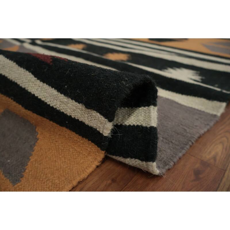 Hand Woven Oriental 100% Wool Carpet Southwestern Modern Oranges & Rust Kilim Area Rug - 13' 11'' X 9' 2''