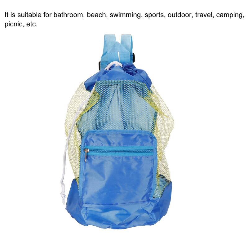 Mesh Beach Bag Washable Large Mesh Backpack Sea Shell Organizers Drawstring Storage Bags