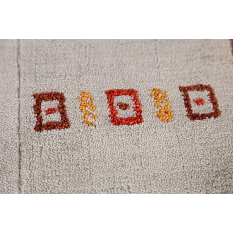 Hand Knotted Oriental 100% Wool Carpet Tribal Animal Pictorial Greys & Charcoal Gabbeh Area Rug - 7' 8'' X 5' 3''
