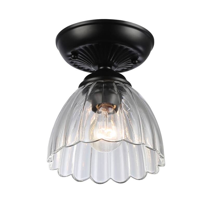Golden Lighting Audra 1-light 7in Semi-Flush Mount in Matte Black - Matte Black - 1-Light 7" Semi-flush