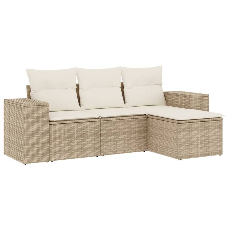vidaXL Patio Sofa Set with Cushions Outdoor Conversation Furniture Poly Rattan - 21.7 x 21.7 x 14.6