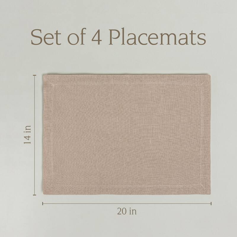 over&back 100% Linen Woven Placemats - Machine Washable - Set of 4