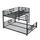preview thumbnail 9 of 26, L-Shaped Metal Bunk Bed with Ladder and Guardrails, Twin Over Full Size Heavy Duty Bunk Bedframe with Slats Support