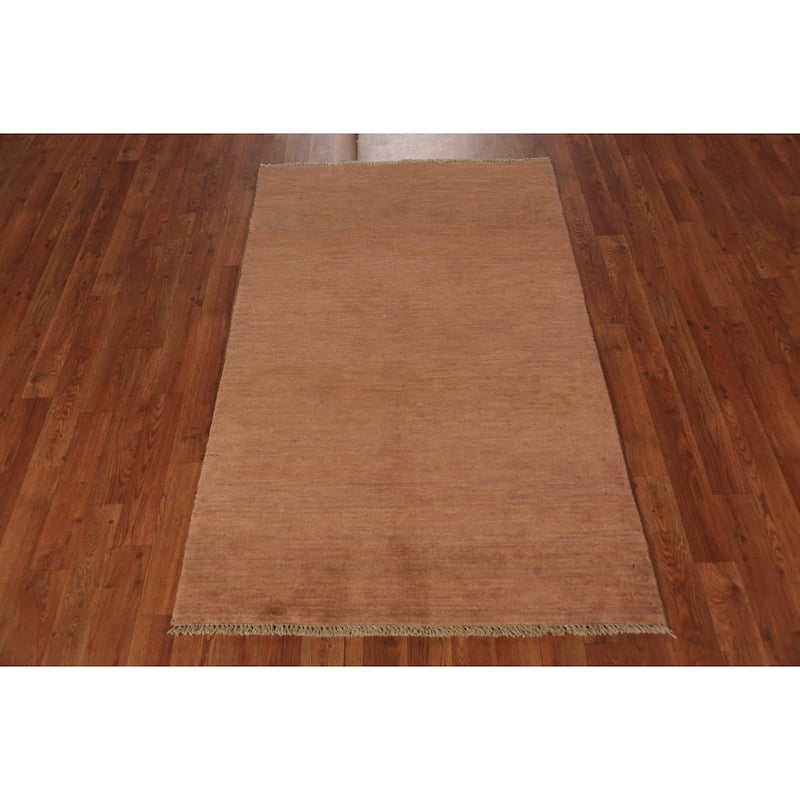 Gabbeh Modern Rug Handmade Brown Tribal Wool Carpet - 3'1" x 4'10"