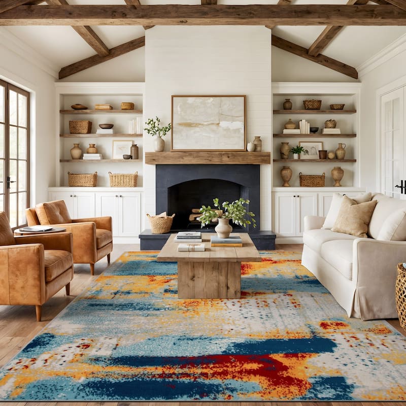 World Rug Gallery Bohemian Abstract Modern Area Rug - 7'10" x 10' - Runner