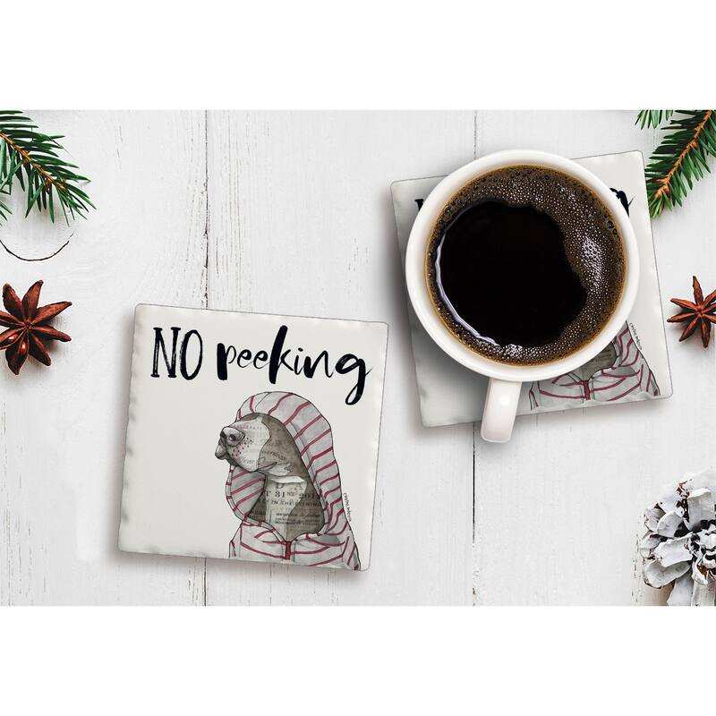 Counterart Absorbent Stone Coasters - No Peeking - Set of 4 - 4x4x1.539