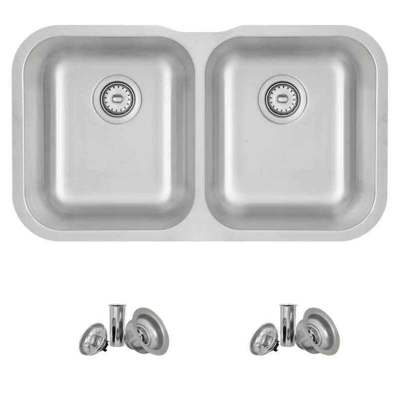 STYLISH Jaspel Dual Mount 31.25" Double-Bowl Kitchen Sink - 31.25" x 18" x 9"