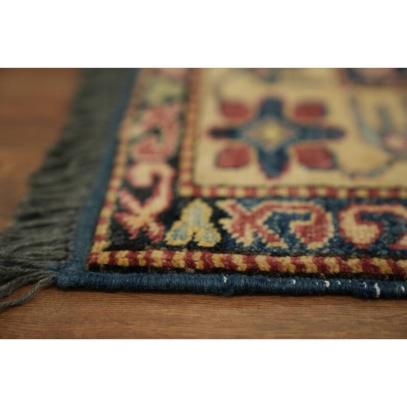 Hand Knotted Oriental 100% Wool Carpet Traditional Geometric Red Super Kazak Area Rug - 5' 10'' X 4' 0''