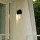 preview thumbnail 2 of 5, VAXCEL West Loop 1-Light Matte Black Contemporary Outdoor Wall Sconce made of Durable Metal, Clear Glass Shade, LED Compatible