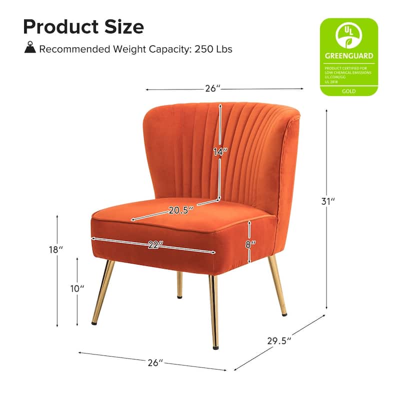 Monica 22''W Upholstered Modern Tufted Accent Side Chair with Gold Legs by HULALA HOME