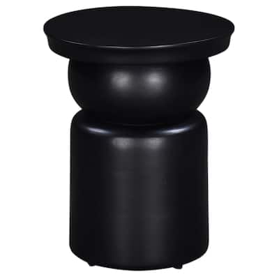 16 in. Black Round Wood End Table with Pedestal Base
