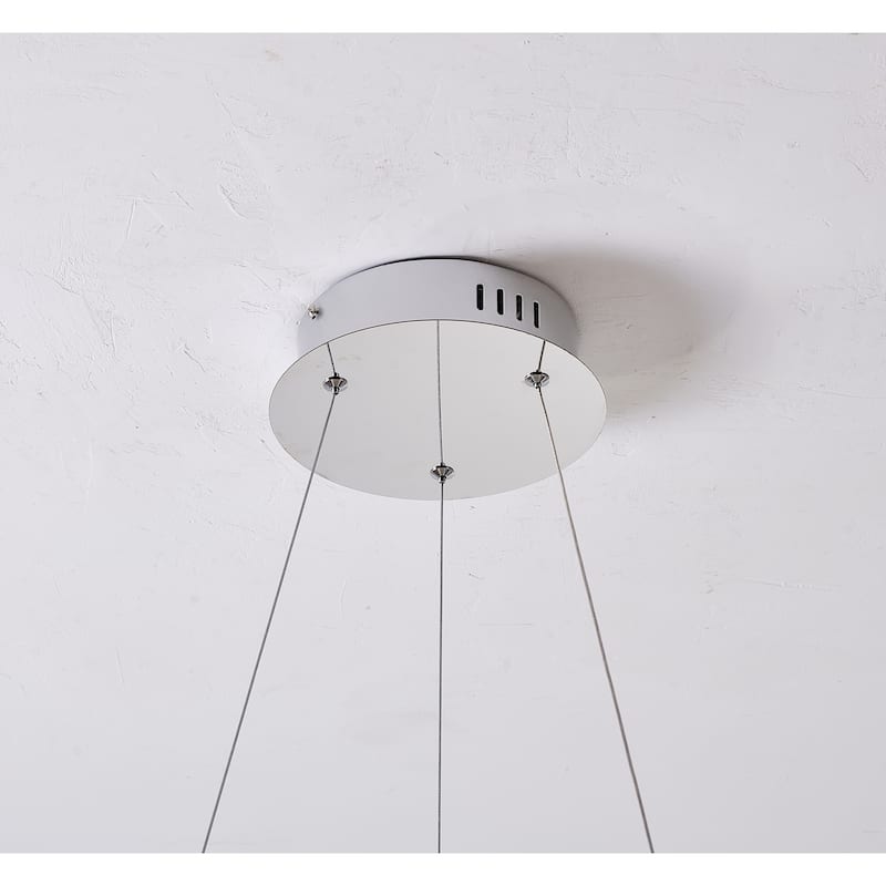 1-Light Chrome LED Chandelier With A Clear Acrylic Halo Ring