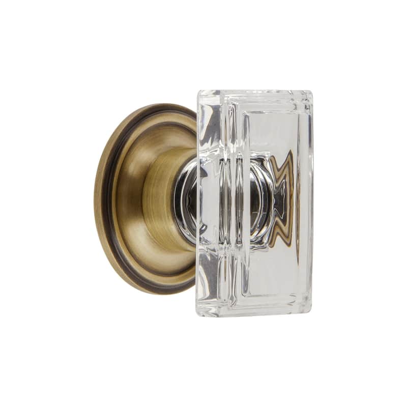 Grandeur CARR-CRYS-KNOB-LG-GEO Carre 1-3/4” Crystal Rectangular - Vintage Brass